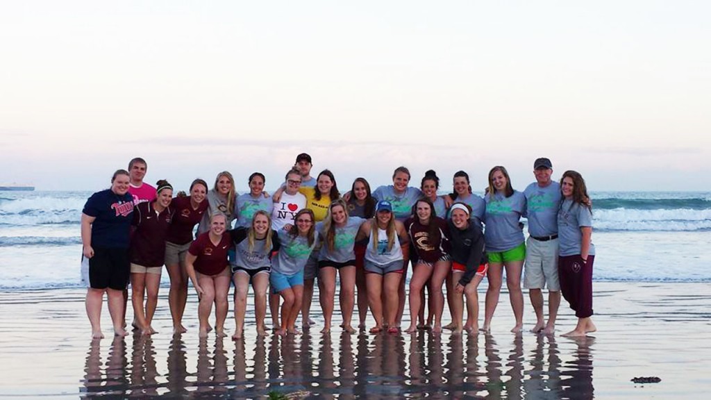 The softball team on the beach in Cocoa Beach, Fla. The team won three of their eight games. Submitted photo.