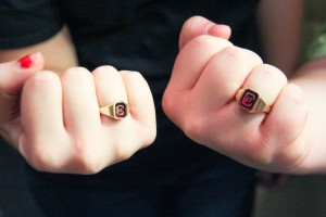 Students show off their new Cobber rings. Photo by Reilly Myklebust.