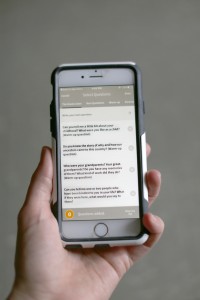 The app provides a series of questions for conducting interviews, or allows the users to generate their own questions. StoryCorps uploads entries into the Library of Congress database, making the interviews accessible to the public. Photo by Maddie Malat.