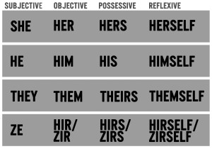 Gender pronouns provided by the Trans Student Educational Resources.