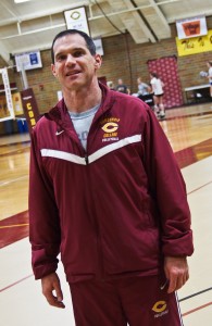 Head volleyball coach Tim Mosser makes sure his team knows that their mental performance matters just as much as their physical performance. Photo by Morgan Scheif.