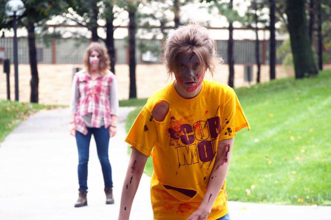 Some students chose to dress up as zombies for Saturday's Zombie Run. Their job was to chase participants and attempt to rob them of their "lives" Photo by Morgan Schleif.