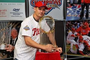 Chris Coste with the World Series Trophy. Submitted photo. 