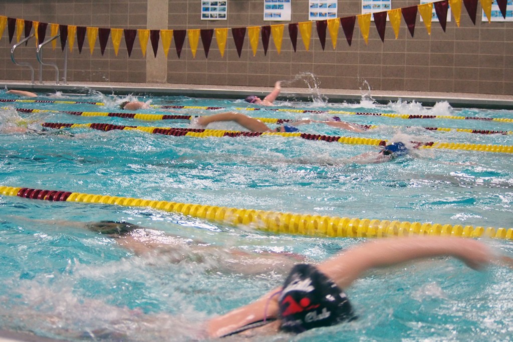 members of Concordia's swimming and diving team are determined to work hard practicing this year with the hopes of a successful post-season. Photo by Morgan Schleif.