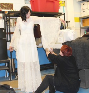 Alicia Auch getting fitted for her role in “Dracula” by Costume Designer, Katie Curry. Photo by Reilly Myklebust.