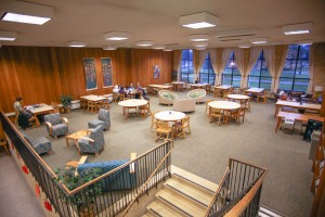 The mezzanine is not wheelchair accessible and therefore does not hold any necessary library materials. Photo by Maddie Malat.
