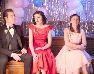 From left to right: Ben Fink, Alicia Auch and Amber Morgan sit between takes while filming a prom scene in “Westall.” Submitted by Jared Eischen.